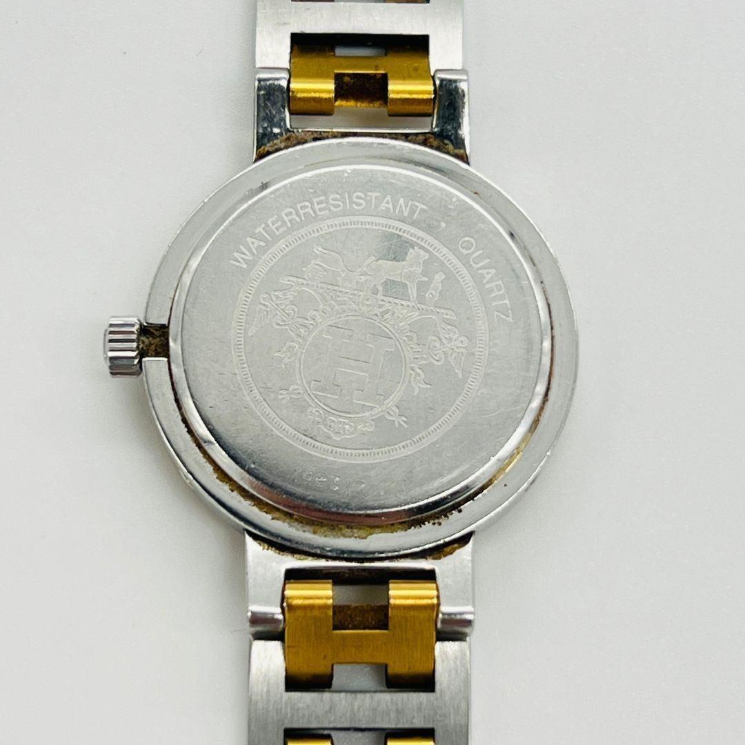 エルメス 新品電池　クリッパー　ホワイト文字盤　クォーツ 腕時計 ゴールド