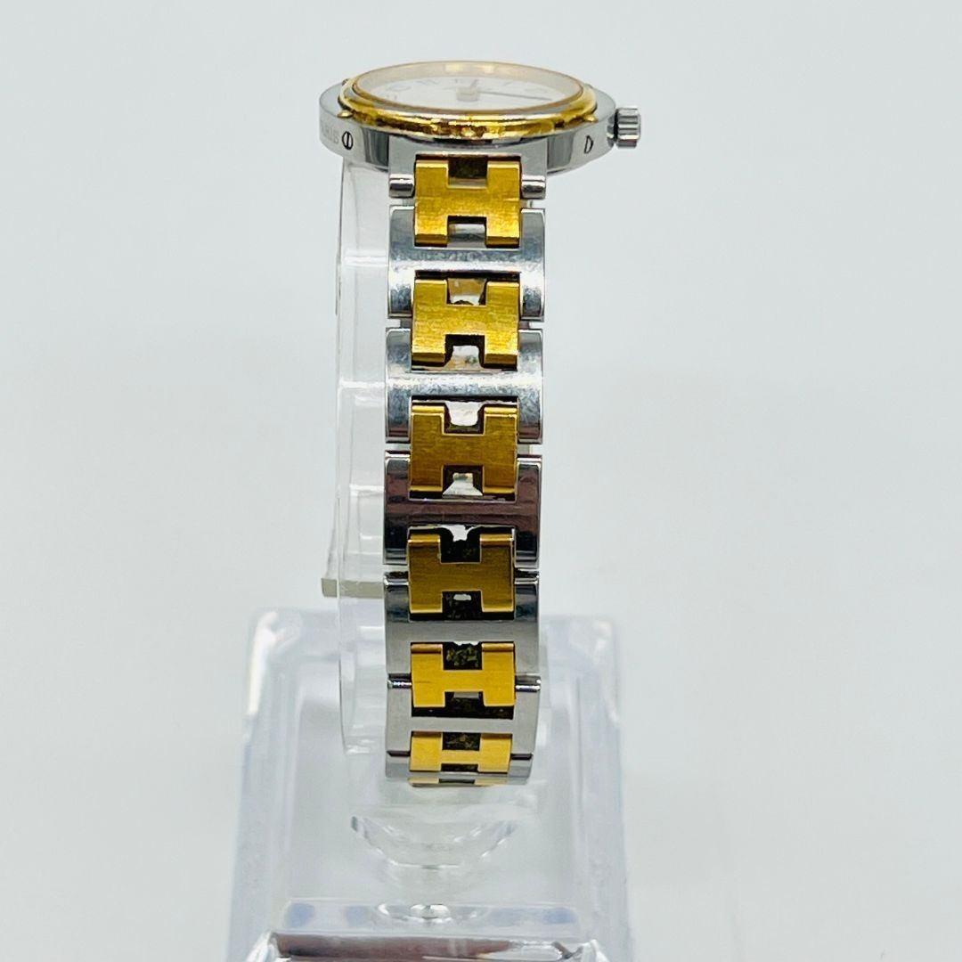 エルメス 新品電池　クリッパー　ホワイト文字盤　クォーツ 腕時計 ゴールド