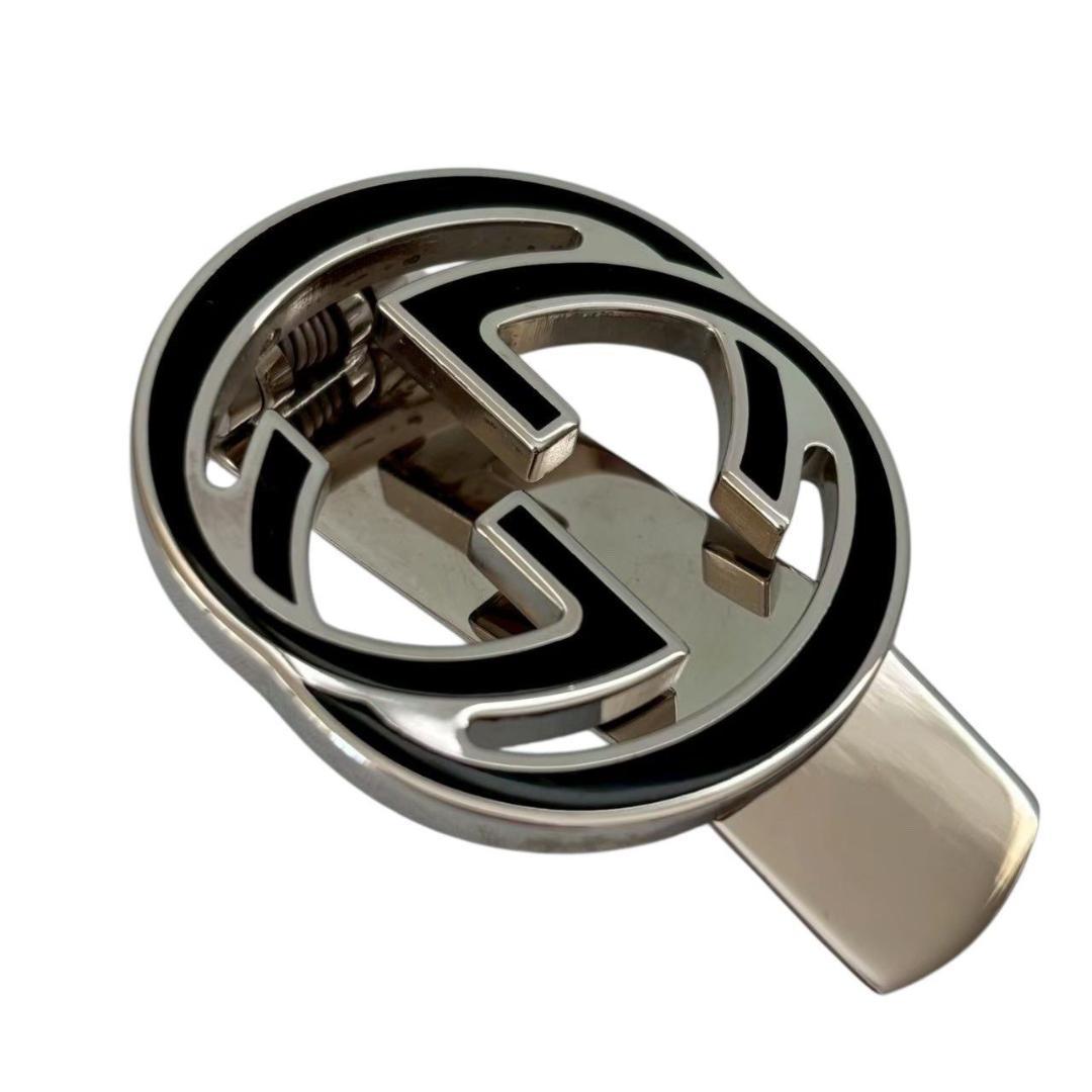 GUCCI グッチ マネークリップ 銀 インターロッキング G ラウンド メンズ