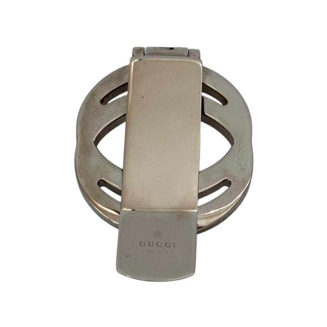 GUCCI グッチ マネークリップ 銀 インターロッキング G ラウンド メンズ