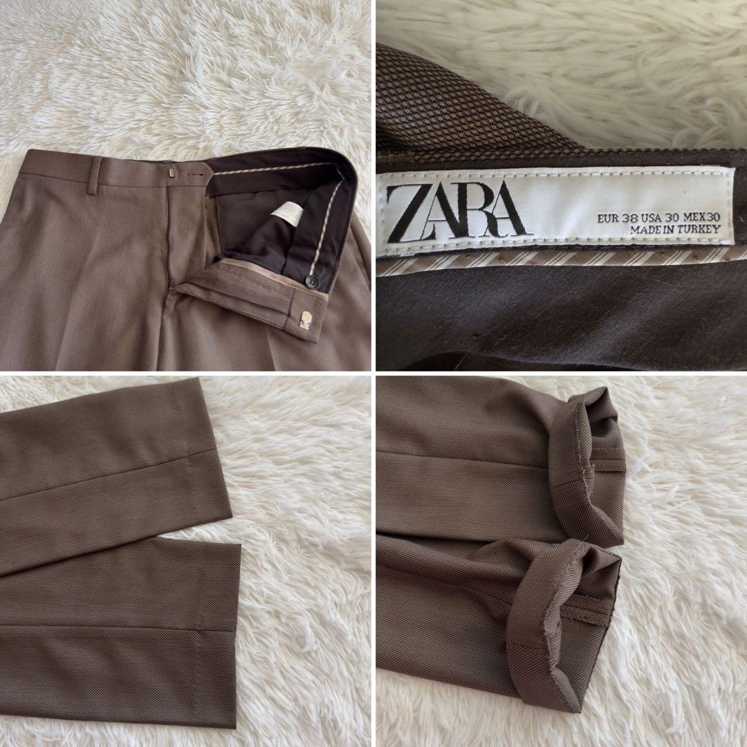 人気✨ZARA スリーピース　3P スーツ　バーズアイ柄　ラペルピン　チェーン