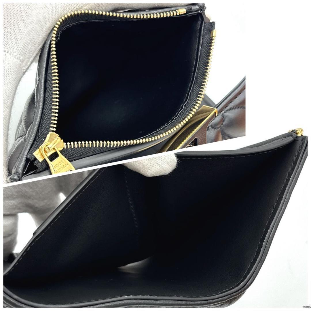 【新品同様】ルイヴィトン カプシーヌ コンパクト フラワー キルティング 黒