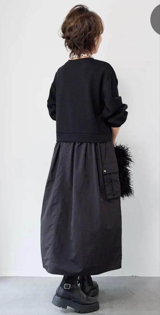 PLUS OTO.HA異素材ドッキングワンピース/新品未使用