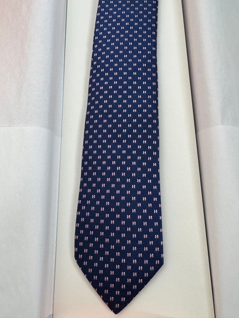 タグ付き未使用 エルメス ネイビー ネクタイ