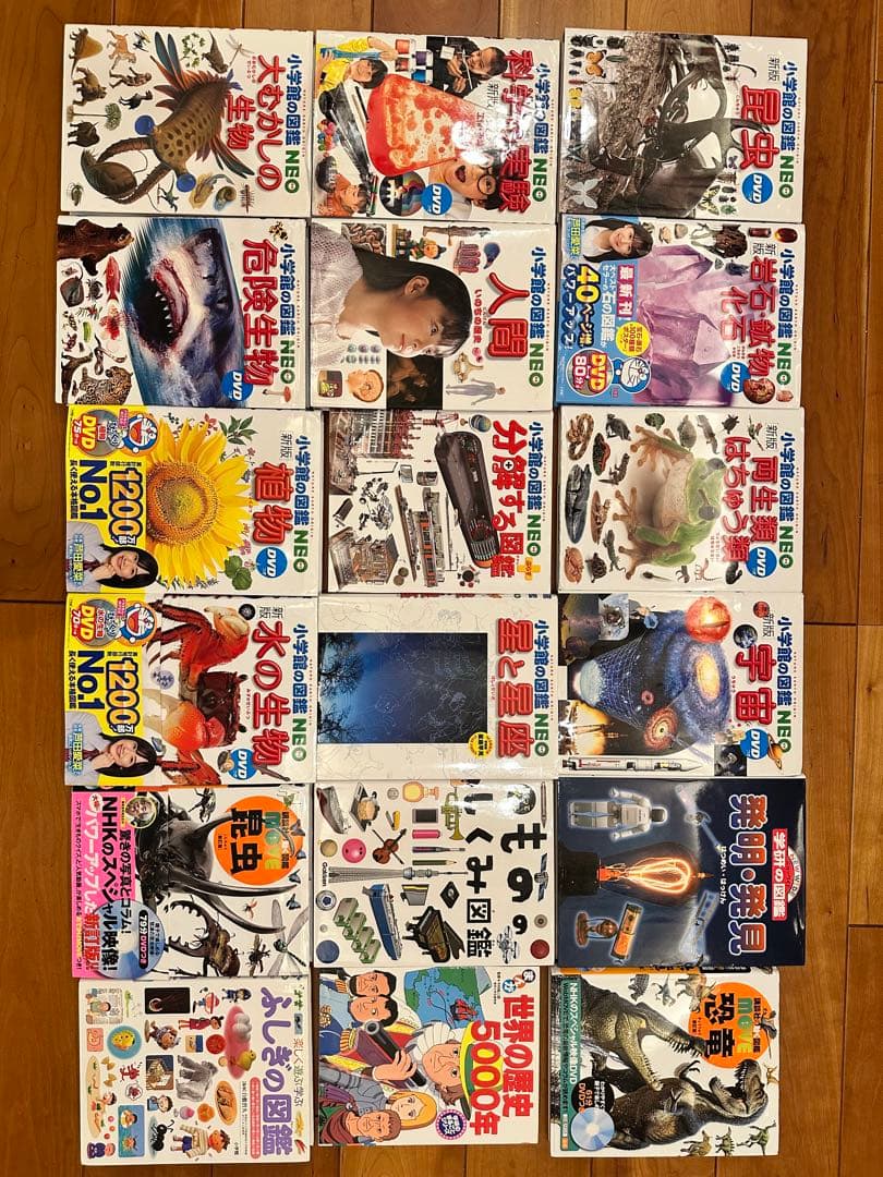 小学館の図鑑、講談社の動く図鑑、学研の図鑑計18本。 バラ売り可。