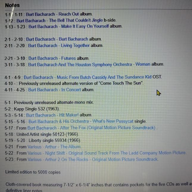 ★BURT BACHARACH / SOMETHING BIG★5CD◇限定盤