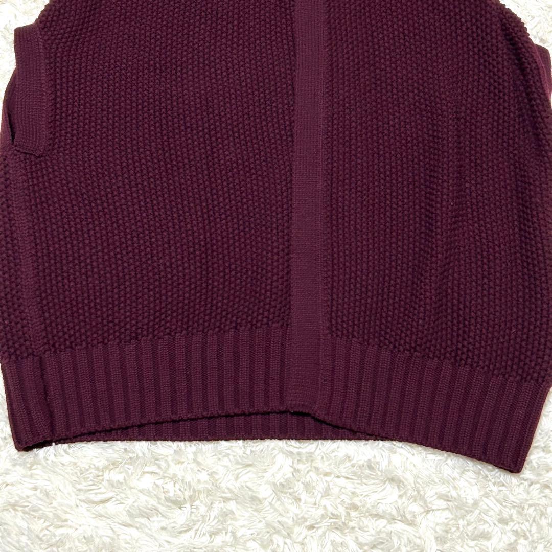 【極美品✨】サルヴァトーレフェラガモ ポンチョ ニット レザー ボルドーカラー