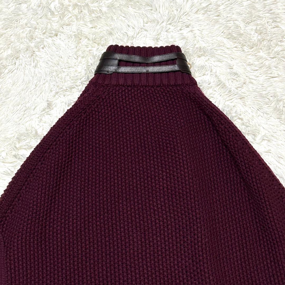 【極美品✨】サルヴァトーレフェラガモ ポンチョ ニット レザー ボルドーカラー