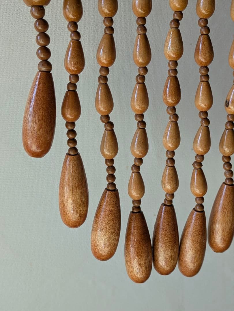 木製 珠のれん　すだれ ロング　レトロ　アンティーク　暖簾　昭和　珠暖簾