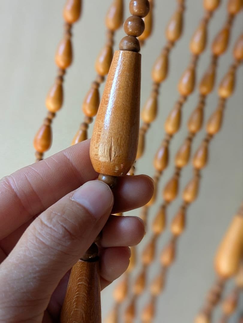 木製 珠のれん　すだれ ロング　レトロ　アンティーク　暖簾　昭和　珠暖簾