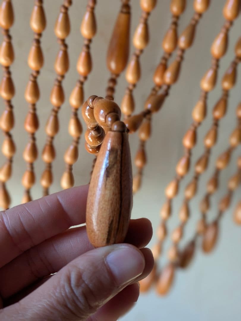 木製 珠のれん　すだれ ロング　レトロ　アンティーク　暖簾　昭和　珠暖簾