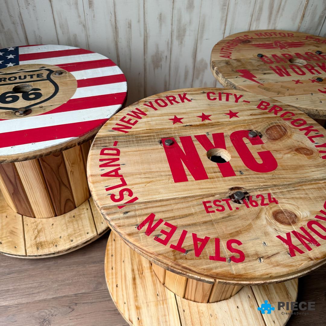 ケーブルドラム 電線ドラム テーブル アメリカン インテリア ガレージ NYC③