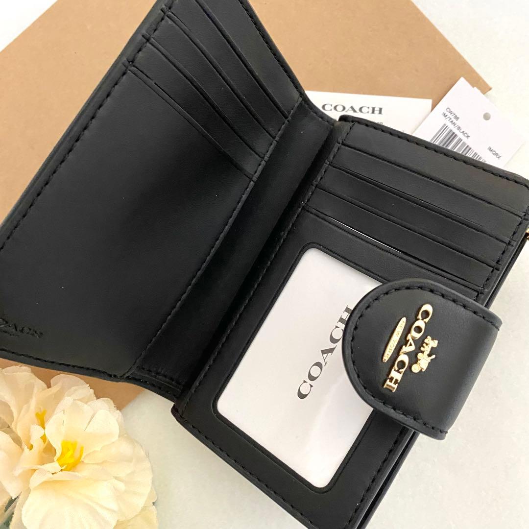 新品　正規品☆ COACH (コーチ) 折り財布　カーキ レザー　二つ折り財布