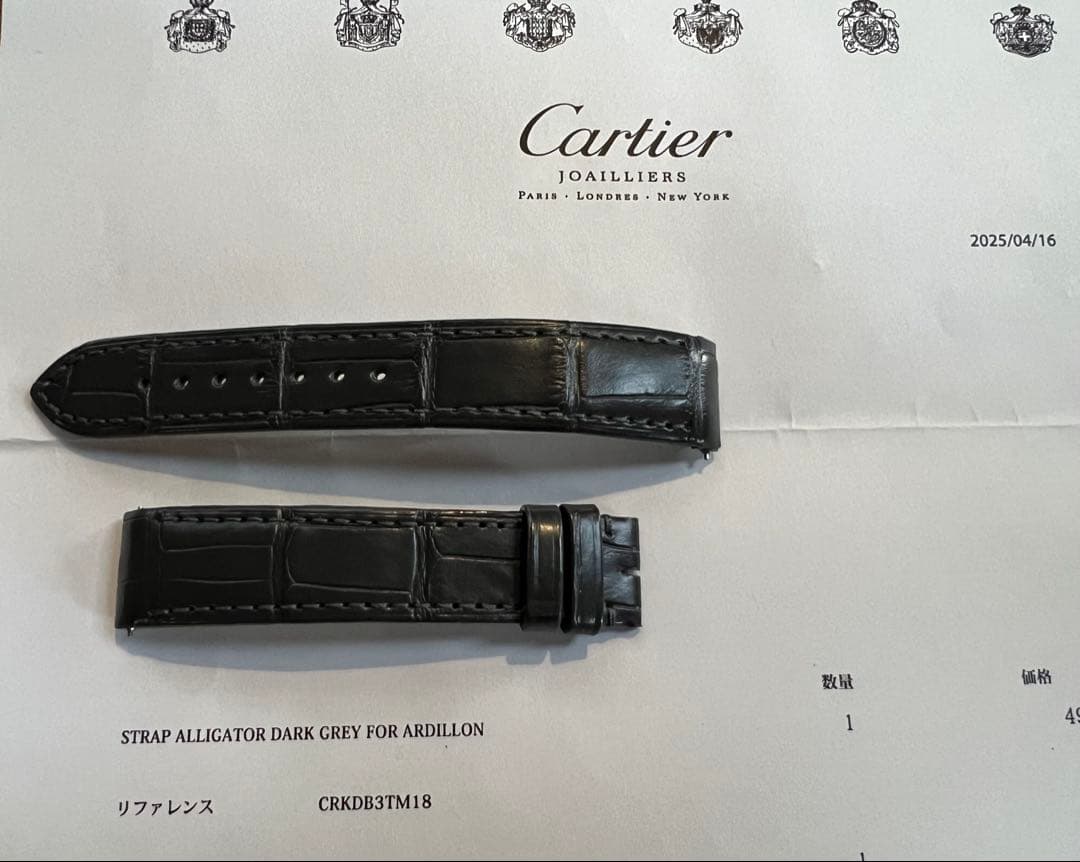 Cartier サントスデュモン 時計　ダークグレー　純正レザーベルト