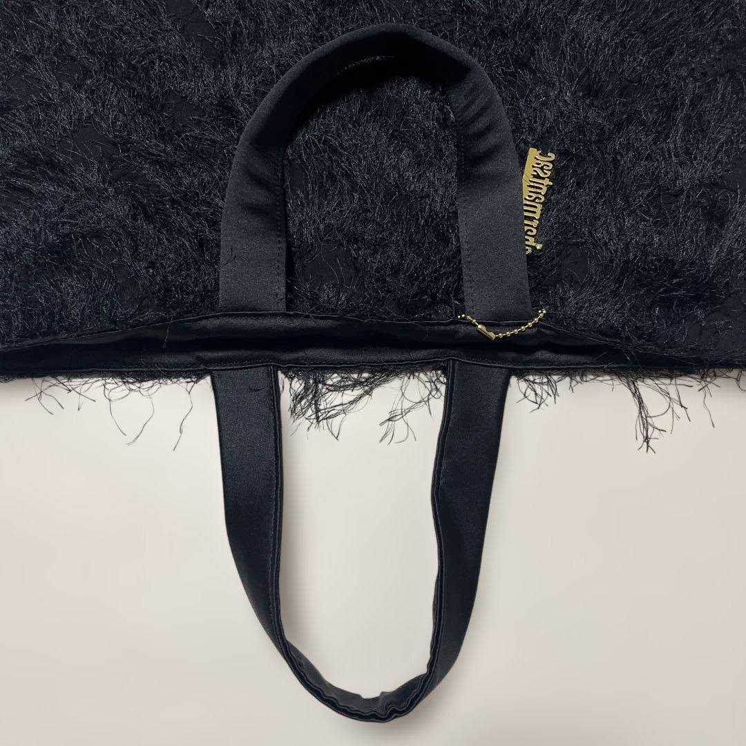 【新品未使用】シャルマントサック　フリンジトートバッグMサイズとポーチ　ブラック