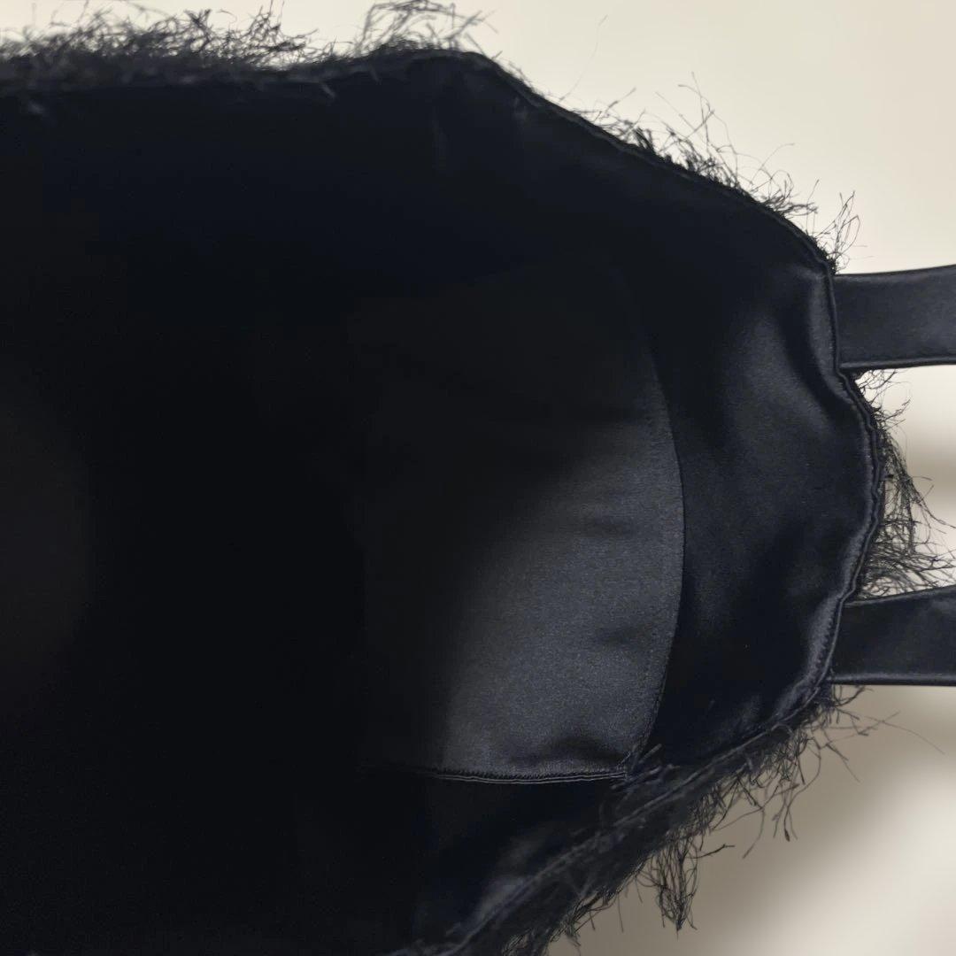 【新品未使用】シャルマントサック　フリンジトートバッグMサイズとポーチ　ブラック