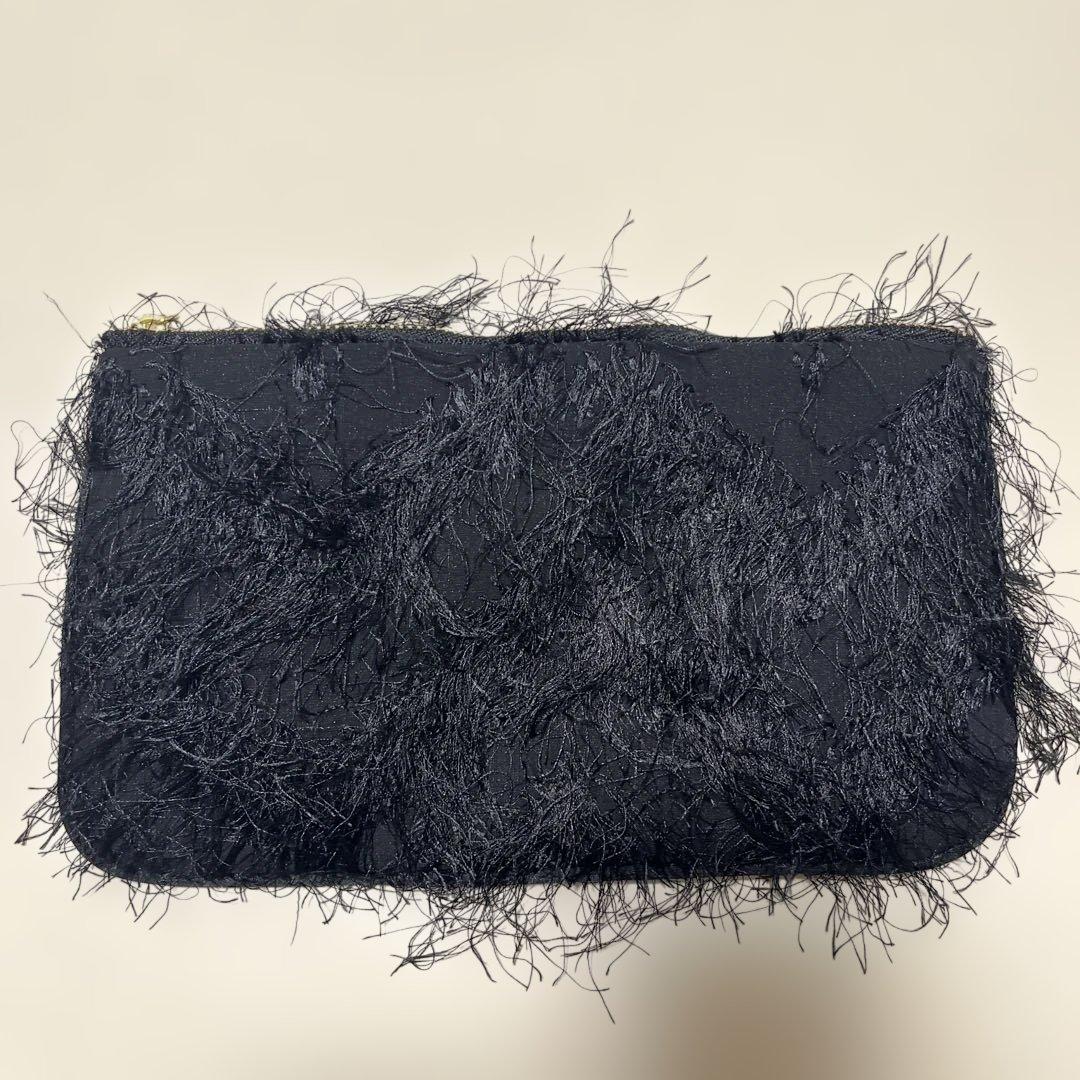 【新品未使用】シャルマントサック　フリンジトートバッグMサイズとポーチ　ブラック