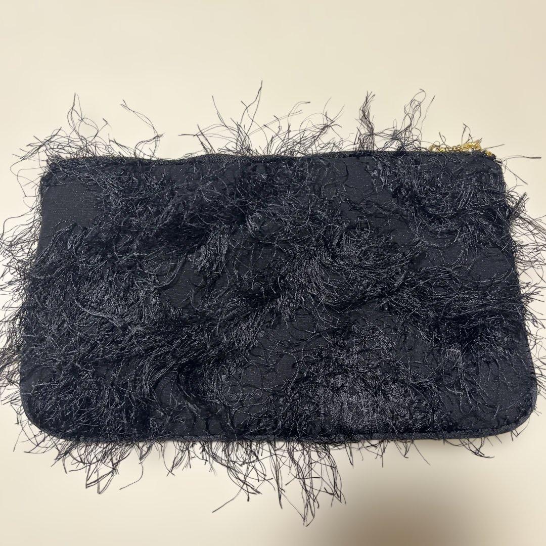 【新品未使用】シャルマントサック　フリンジトートバッグMサイズとポーチ　ブラック