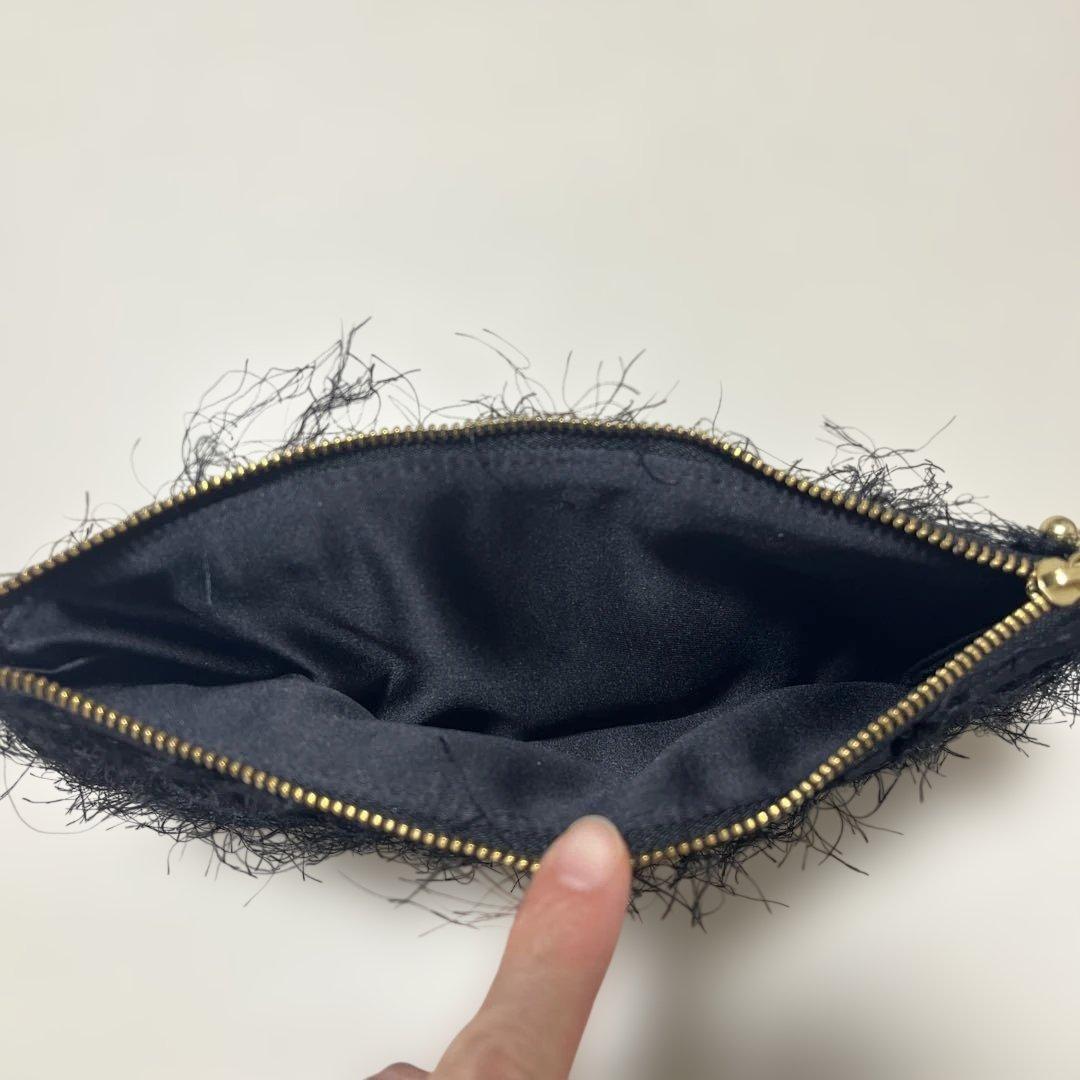 【新品未使用】シャルマントサック　フリンジトートバッグMサイズとポーチ　ブラック