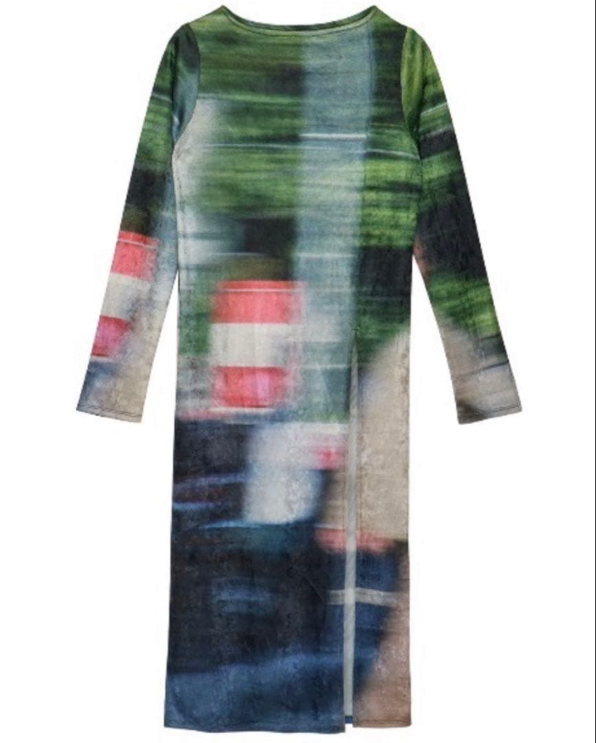 トップス AMERI UND LANDSCAPE PRINT LONG TOP