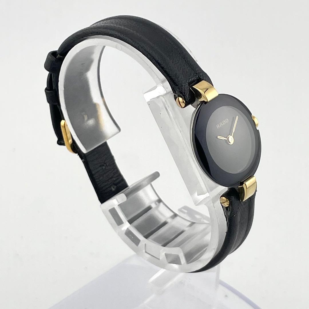 【稼働/新品電池】ラドー　クポール　腕時計　クォーツ　レディース　黒文字盤