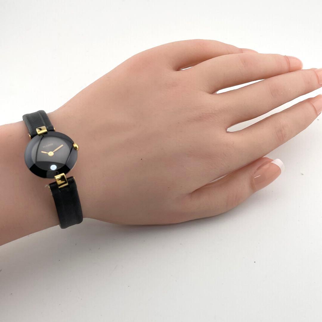 【稼働/新品電池】ラドー　クポール　腕時計　クォーツ　レディース　黒文字盤