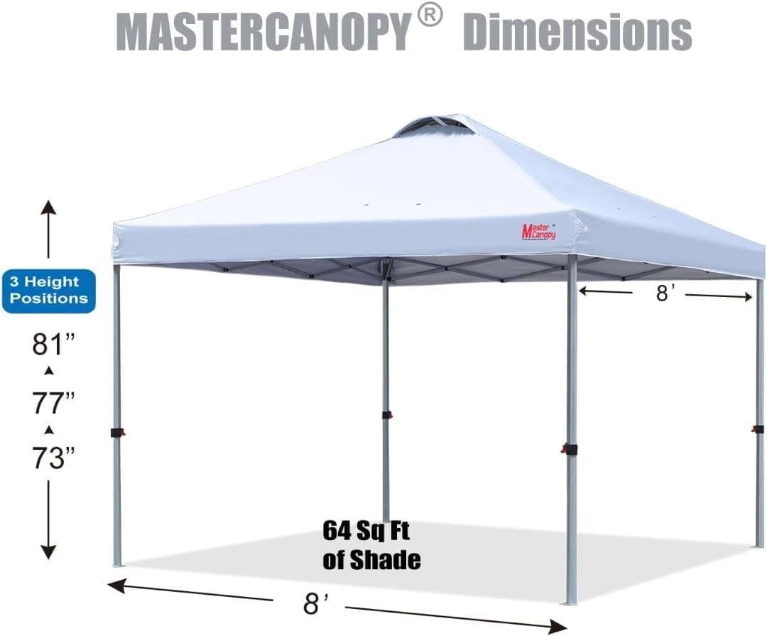 マスターキャノピー ワンタッチタープテント 三段階調節 スチールフレーム3M 白