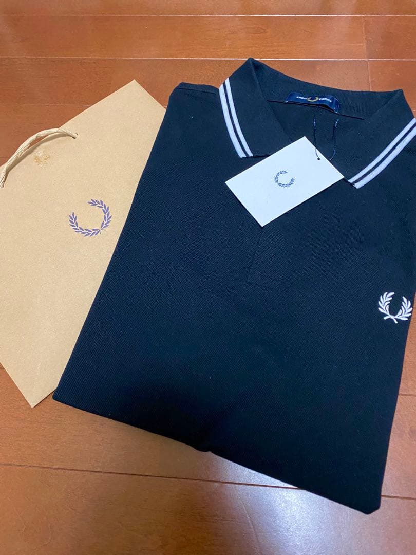 フレッドペリー　半袖ポロシャツ　ブラック　L