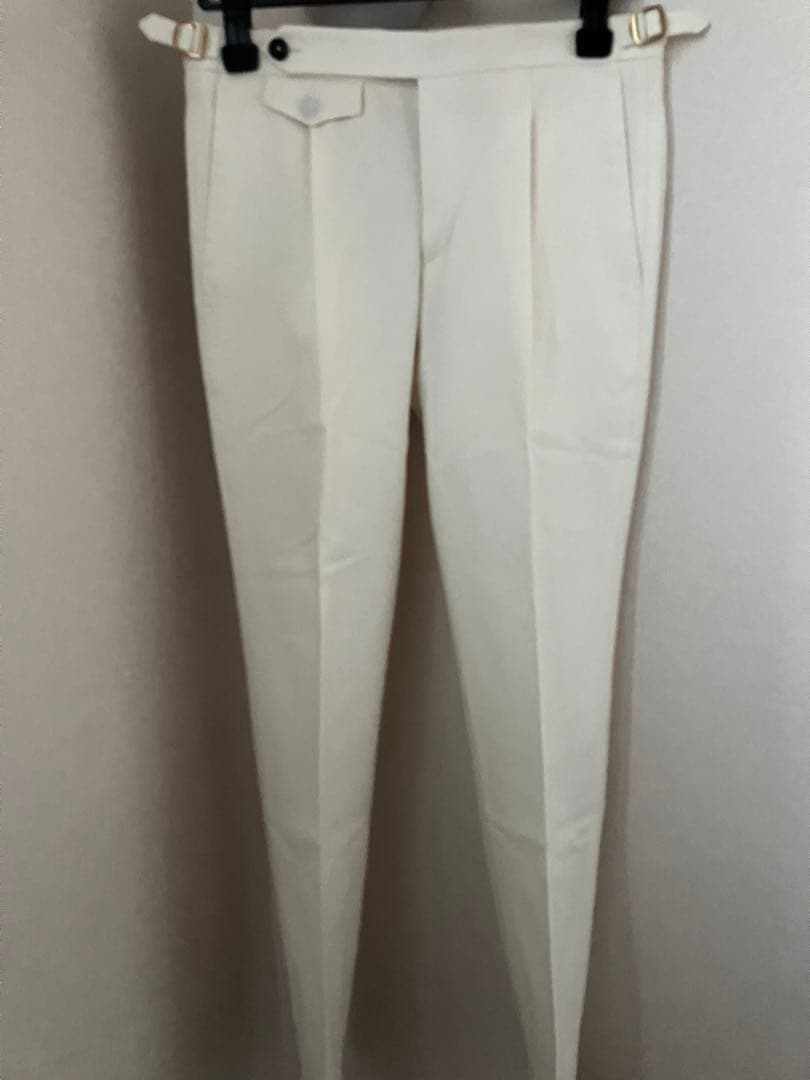 美品ホワイトフランネルパンツPT01サイズ44