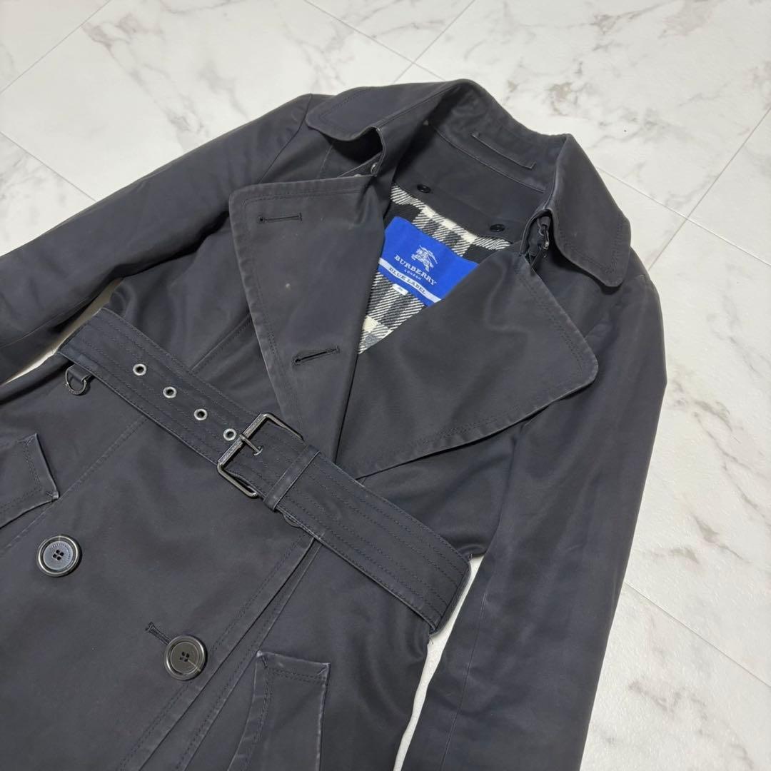 バーバリーブルーレーベル トレンチコート ライナー ベルト付き ノバチェック 黒