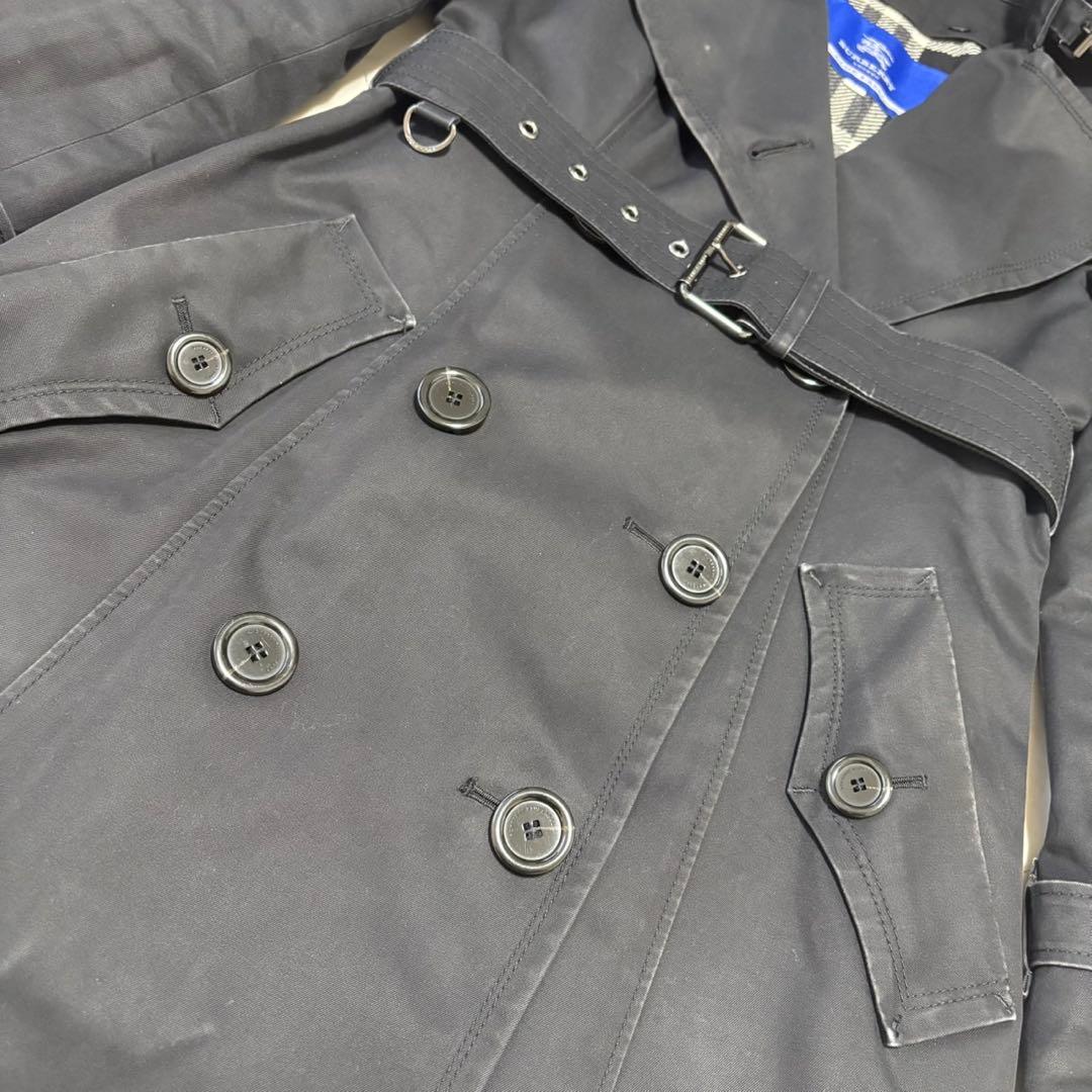 バーバリーブルーレーベル トレンチコート ライナー ベルト付き ノバチェック 黒