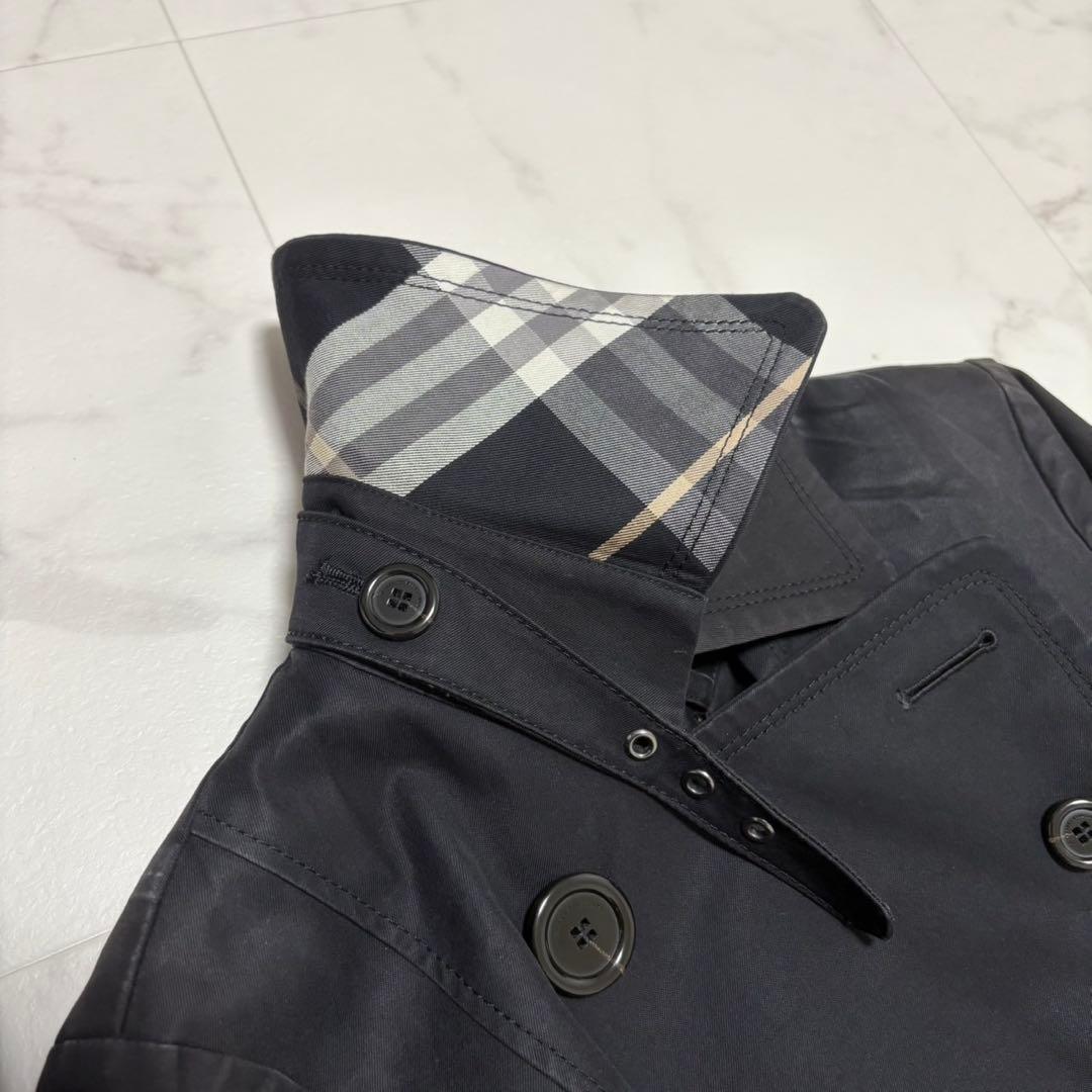 バーバリーブルーレーベル トレンチコート ライナー ベルト付き ノバチェック 黒