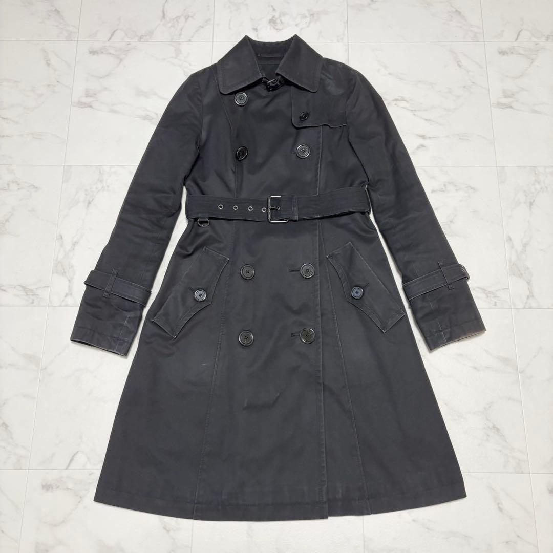 バーバリーブルーレーベル トレンチコート ライナー ベルト付き ノバチェック 黒
