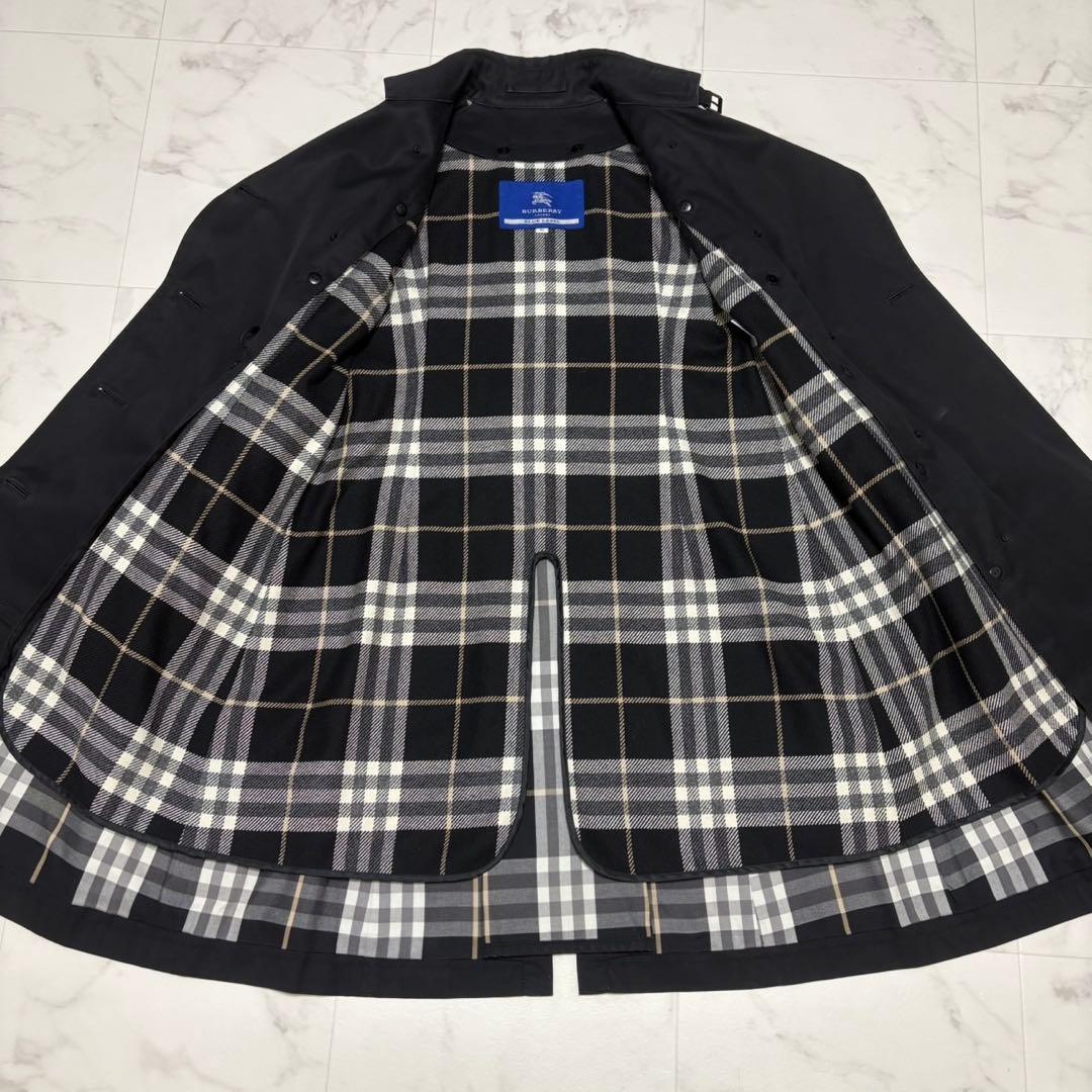 バーバリーブルーレーベル トレンチコート ライナー ベルト付き ノバチェック 黒