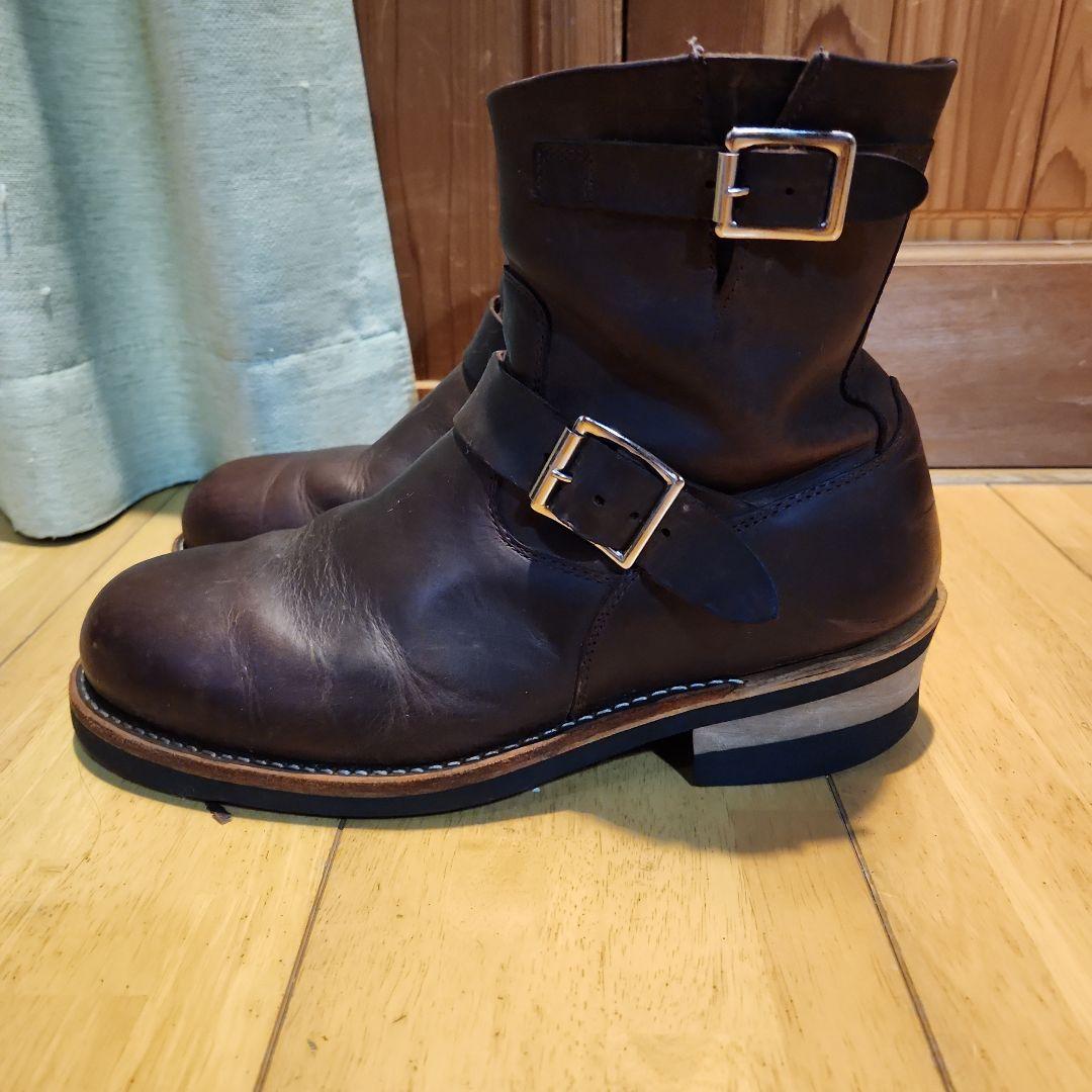 Hawkinsバックル付きダークブラウンエンジニアブーツ26cm