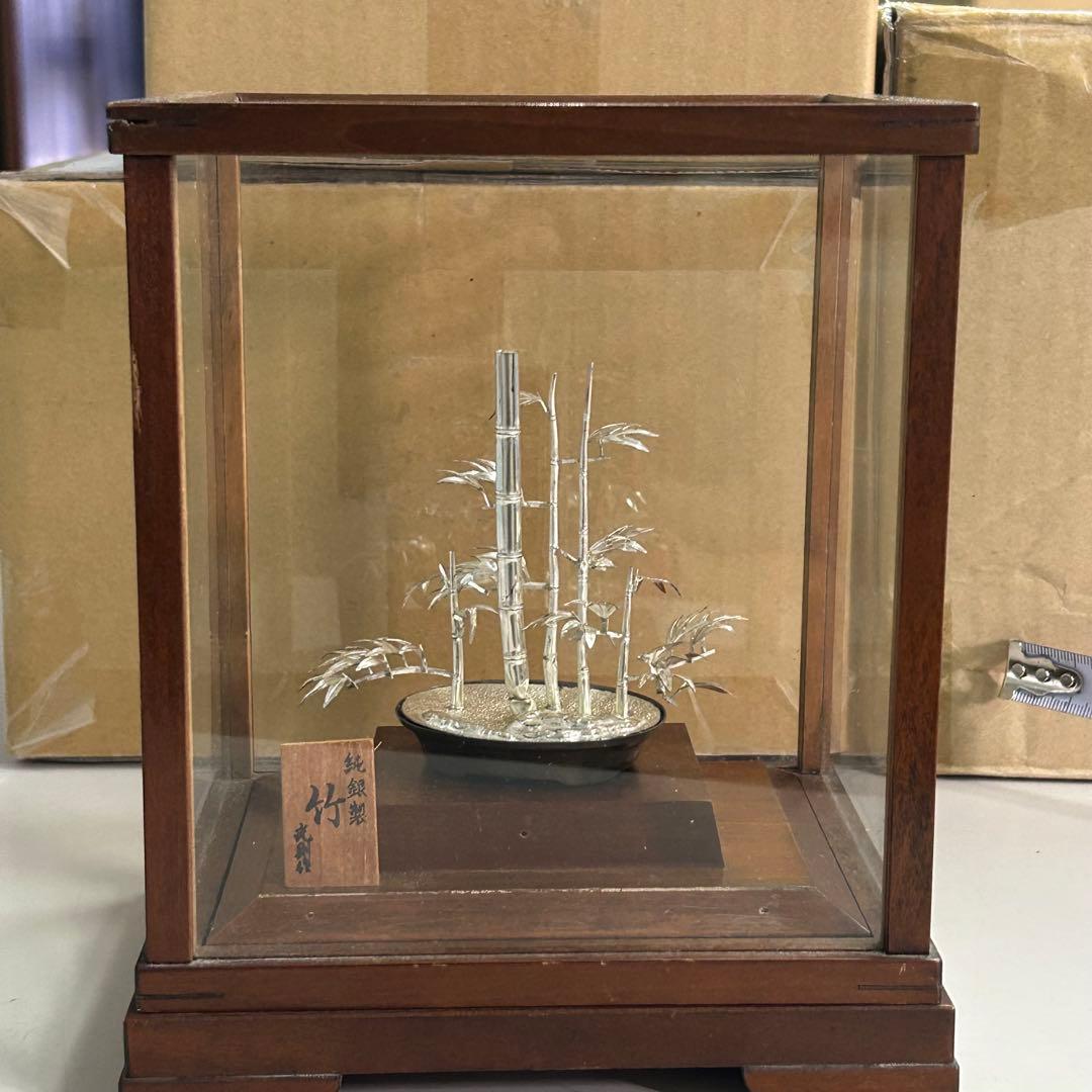 純銀製 竹 武則作 ガラスケース入り