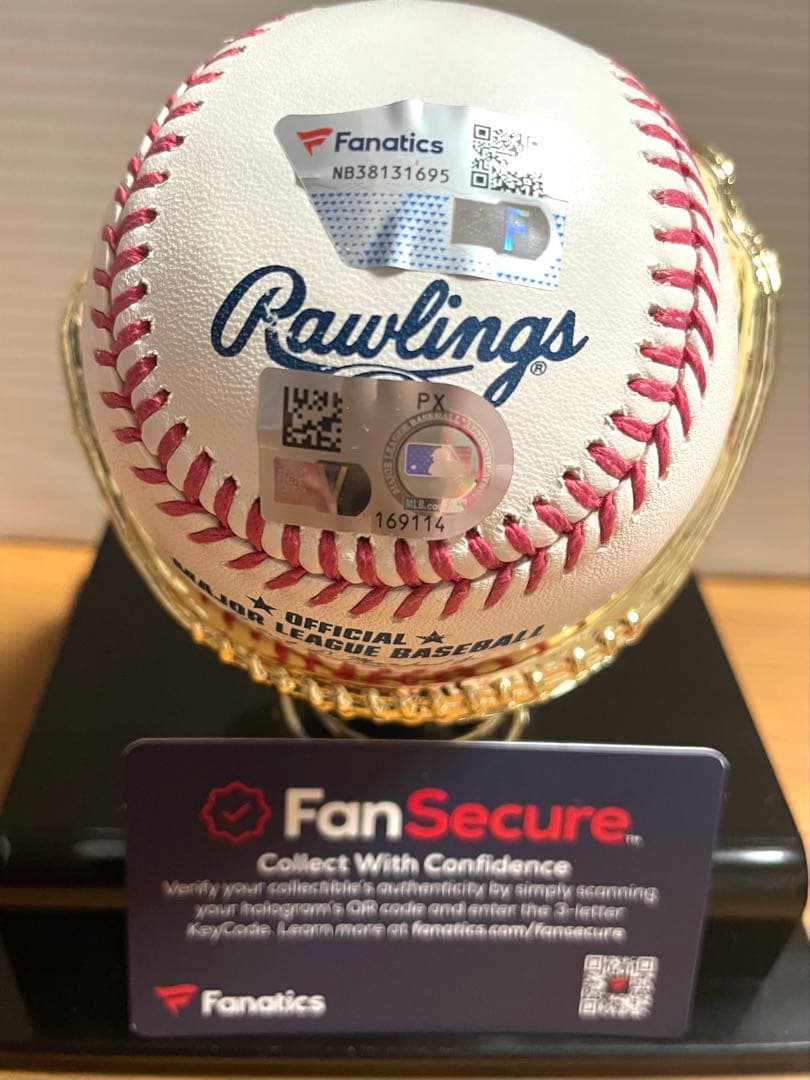 山本由伸　直筆サインボール18 Fanatics、MLB認証ホログラム付き