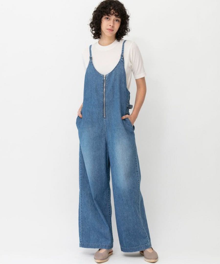 【美品】現行品　デニムオーバーオール ジッパー付き