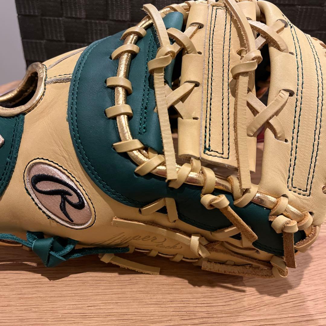 新品 値下げ中軟式少年用ファーストミットローリングス ダークグリーン/キャメル