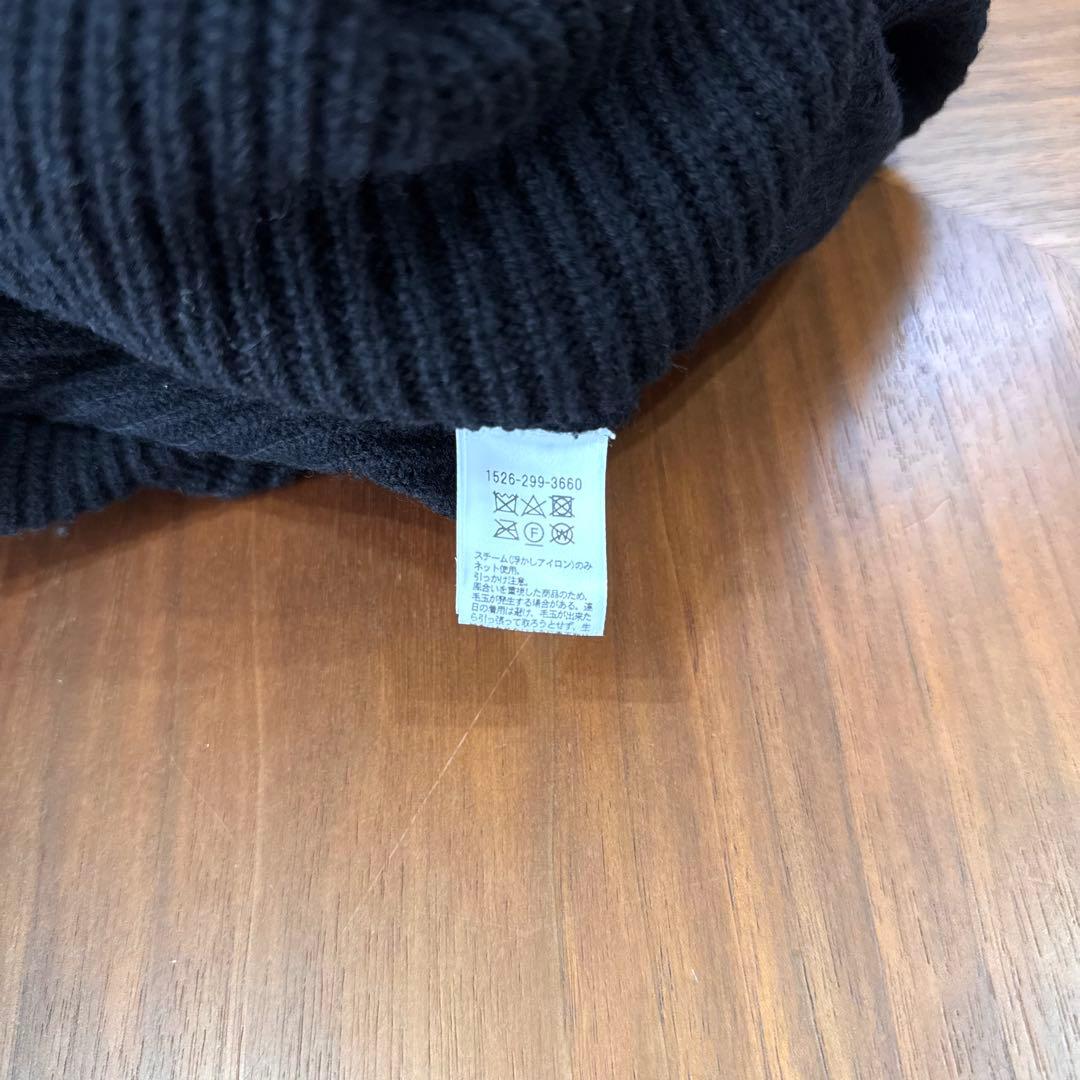 UNITED ARROWS 片畦編みティアードニットワンピース ウール100%黒