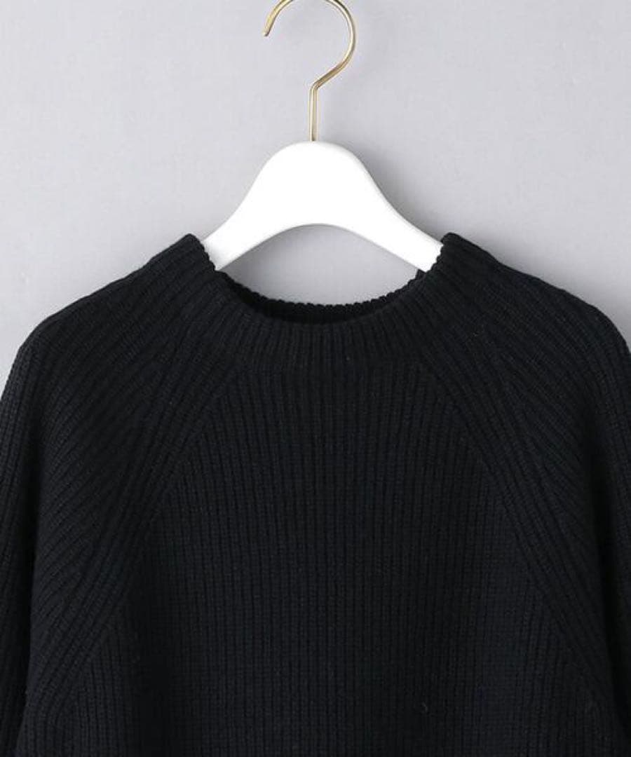 UNITED ARROWS 片畦編みティアードニットワンピース ウール100%黒