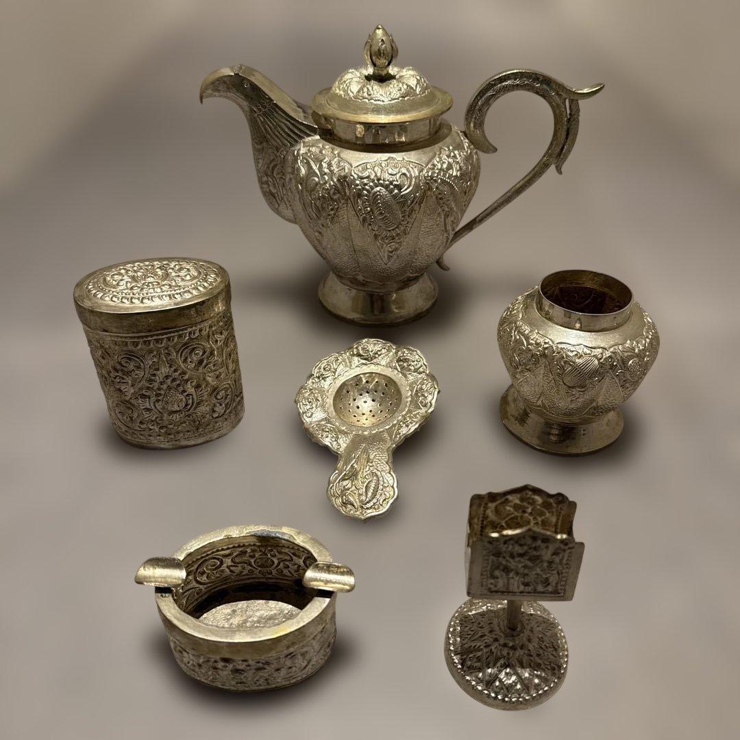 【希少】アンティーク シルバーポット6点セット ビクトリアン調 英国 イギリス