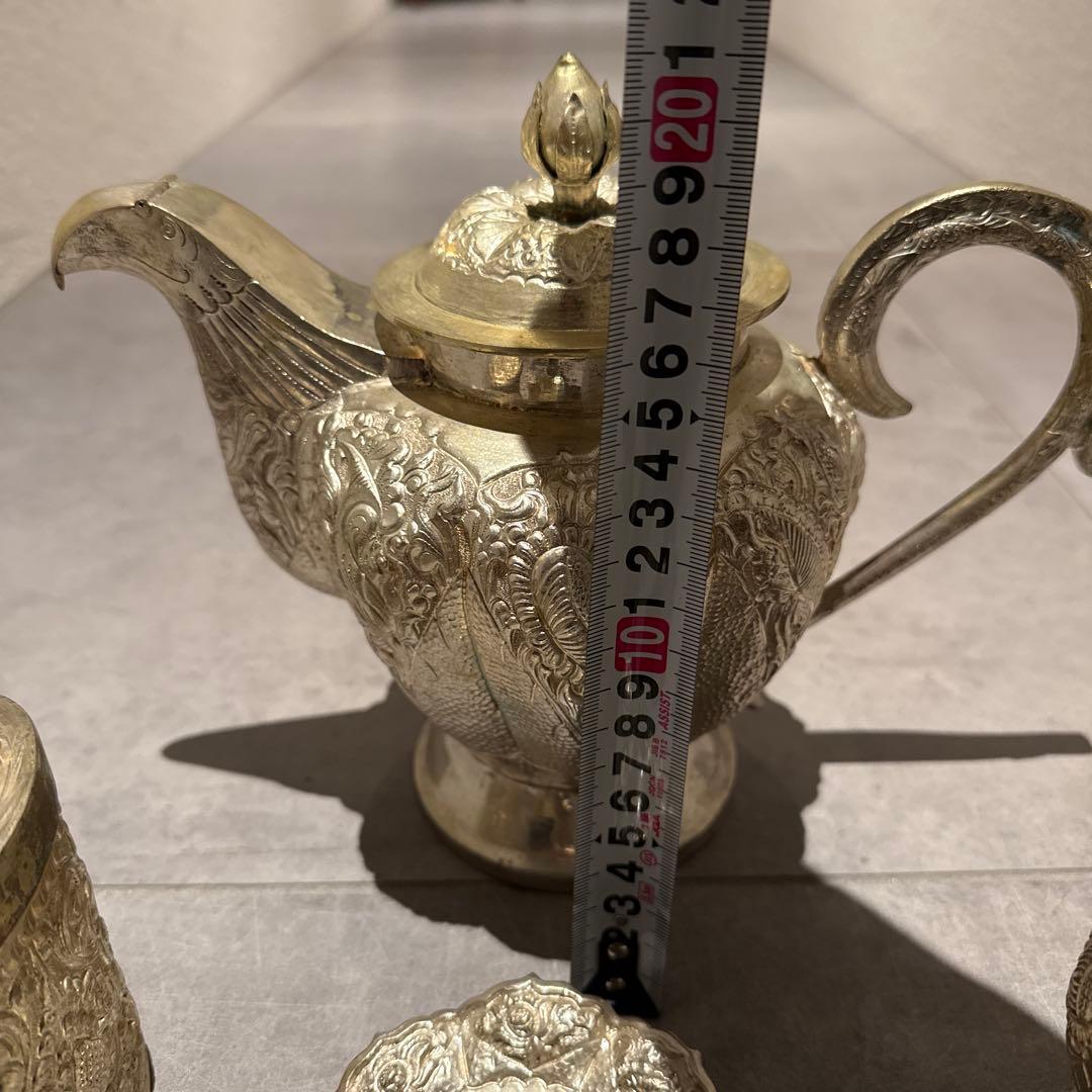 【希少】アンティーク シルバーポット6点セット ビクトリアン調 英国 イギリス