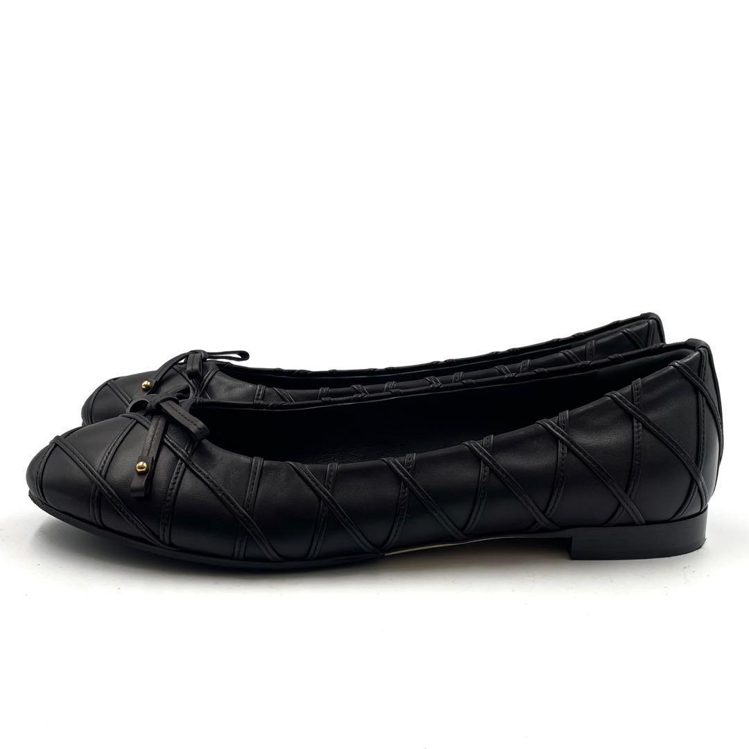 《未使用級》ルイヴィトン フラット リボン パンプス レザー 黒系 36 1/2