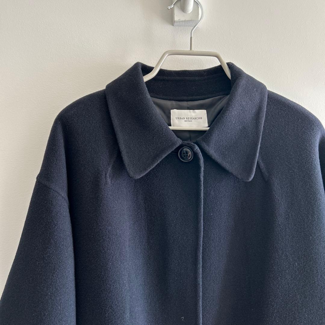 かぐれ　リバーステンカラーロングコート　BLACK