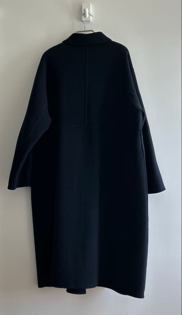 かぐれ　リバーステンカラーロングコート　BLACK