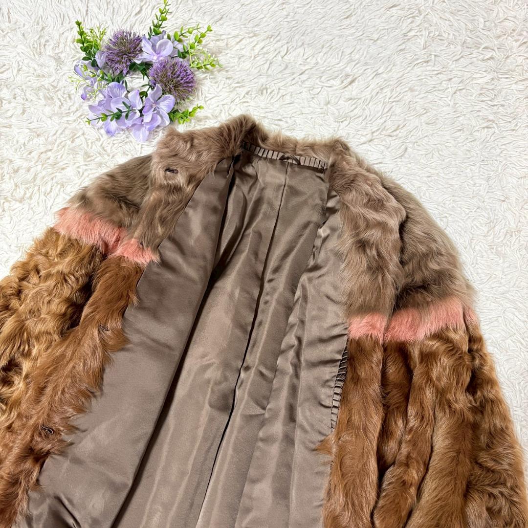 ラム　羊　リアルファー　トリカラー　マルチカラー　ラムファー（羊毛皮）コート