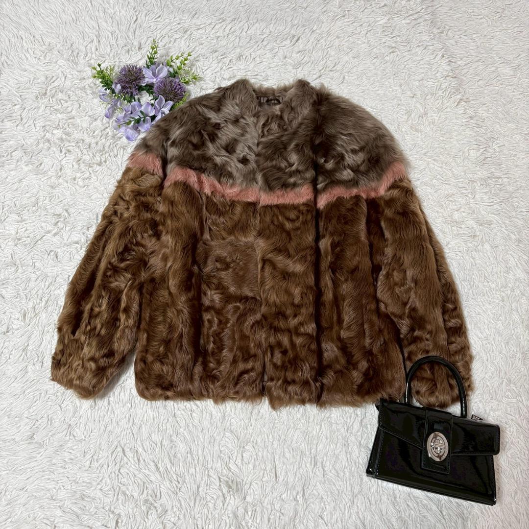 ラム　羊　リアルファー　トリカラー　マルチカラー　ラムファー（羊毛皮）コート