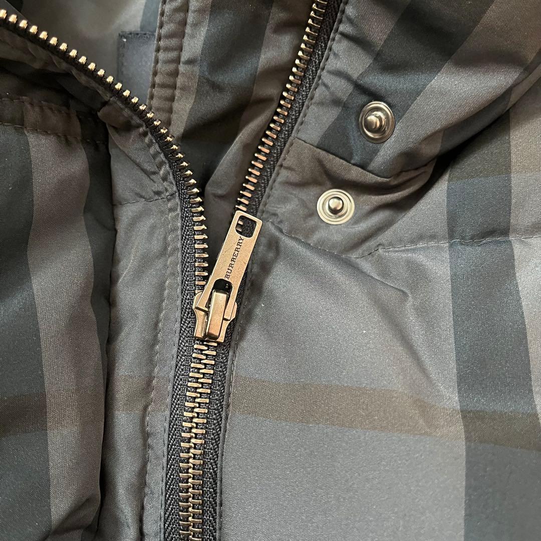 バーバリーロンドン　ダウンベスト　チェック　グレー　38 （S〜M）