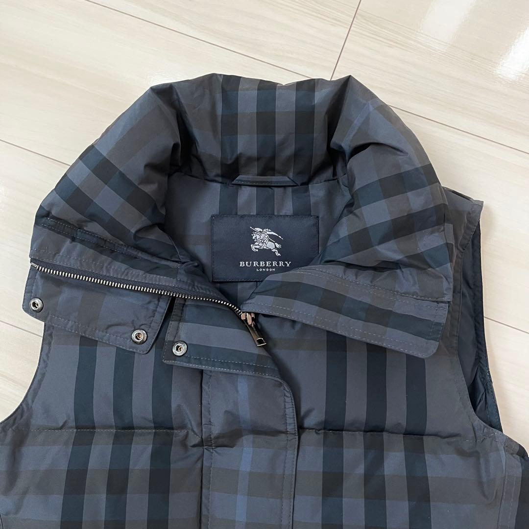 バーバリーロンドン　ダウンベスト　チェック　グレー　38 （S〜M）